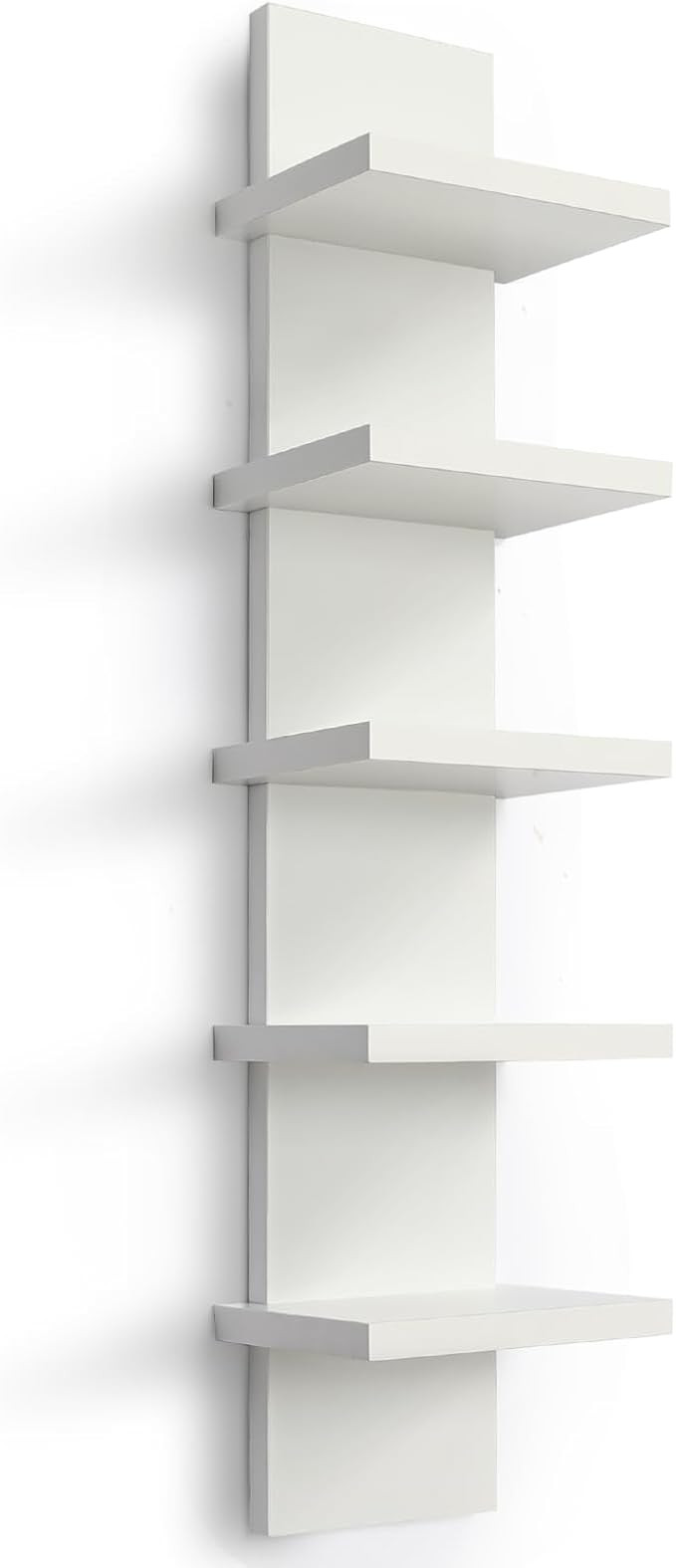 5 Tier Wall Shelf Unit,White Vertical Floating Shelf-Narrow Decorative Wall Mount Modern Wall Dec... | Amazon (US)