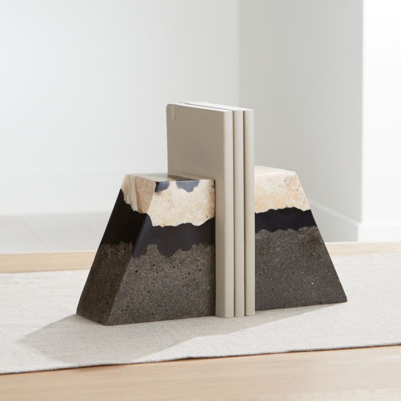 Lava Resin Stone Bookends, Set of 2 + Reviews | Crate and Barrel | Crate & Barrel
