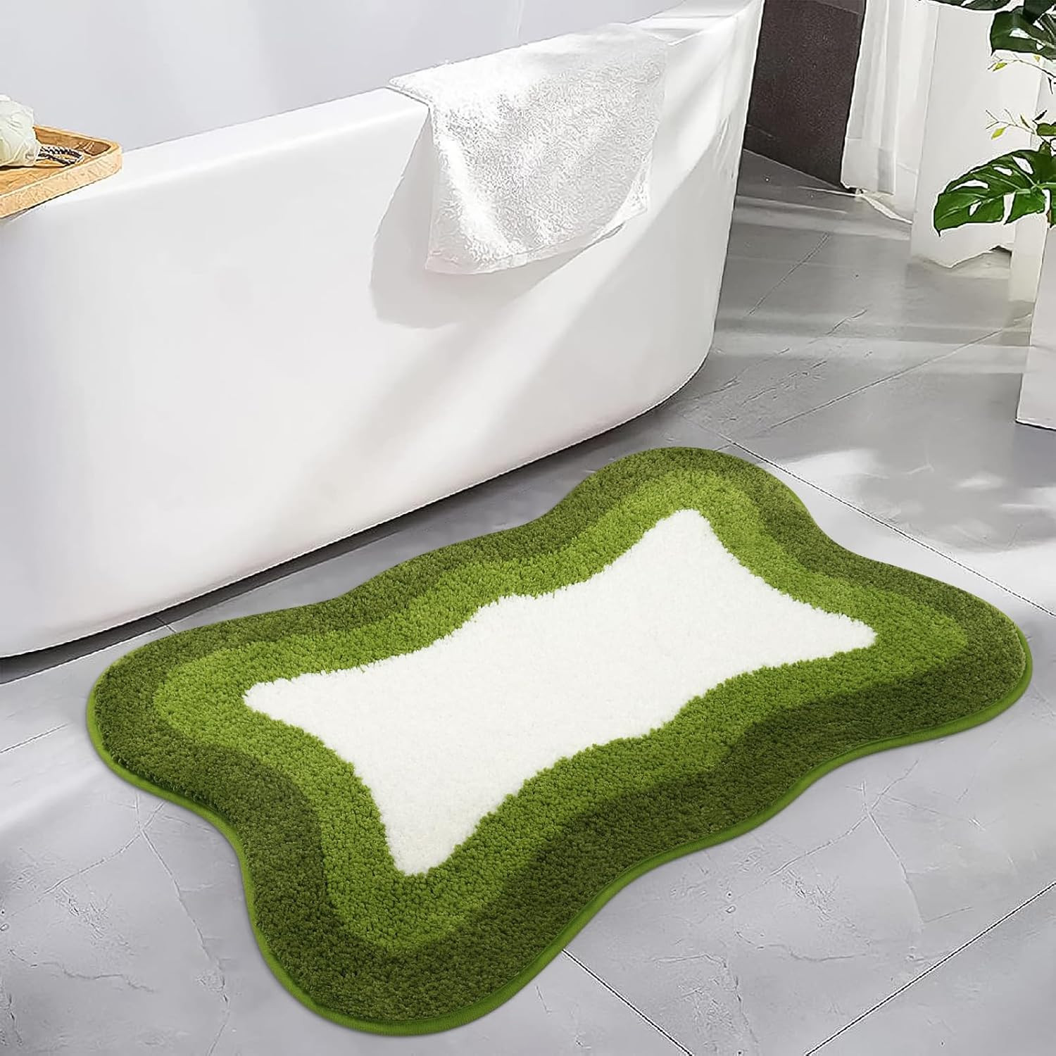 HAOCOO Bath Mats for Bathroom Non Slip, 18x25 inch Green Gradient Irregular Shape Cute Bath Mat, ... | Amazon (US)