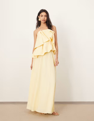 ARRANGE origami corset bodice maxi dress with soft skirt in buttermilk | ASOS (Global)