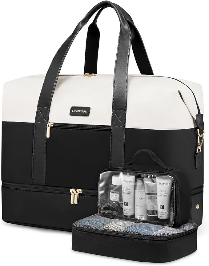 LOVEVOOK Travel Duffle Bag,Weekender Bags with Shoe Compartment,56L Carry on Overnight Bag for Wo... | Amazon (US)