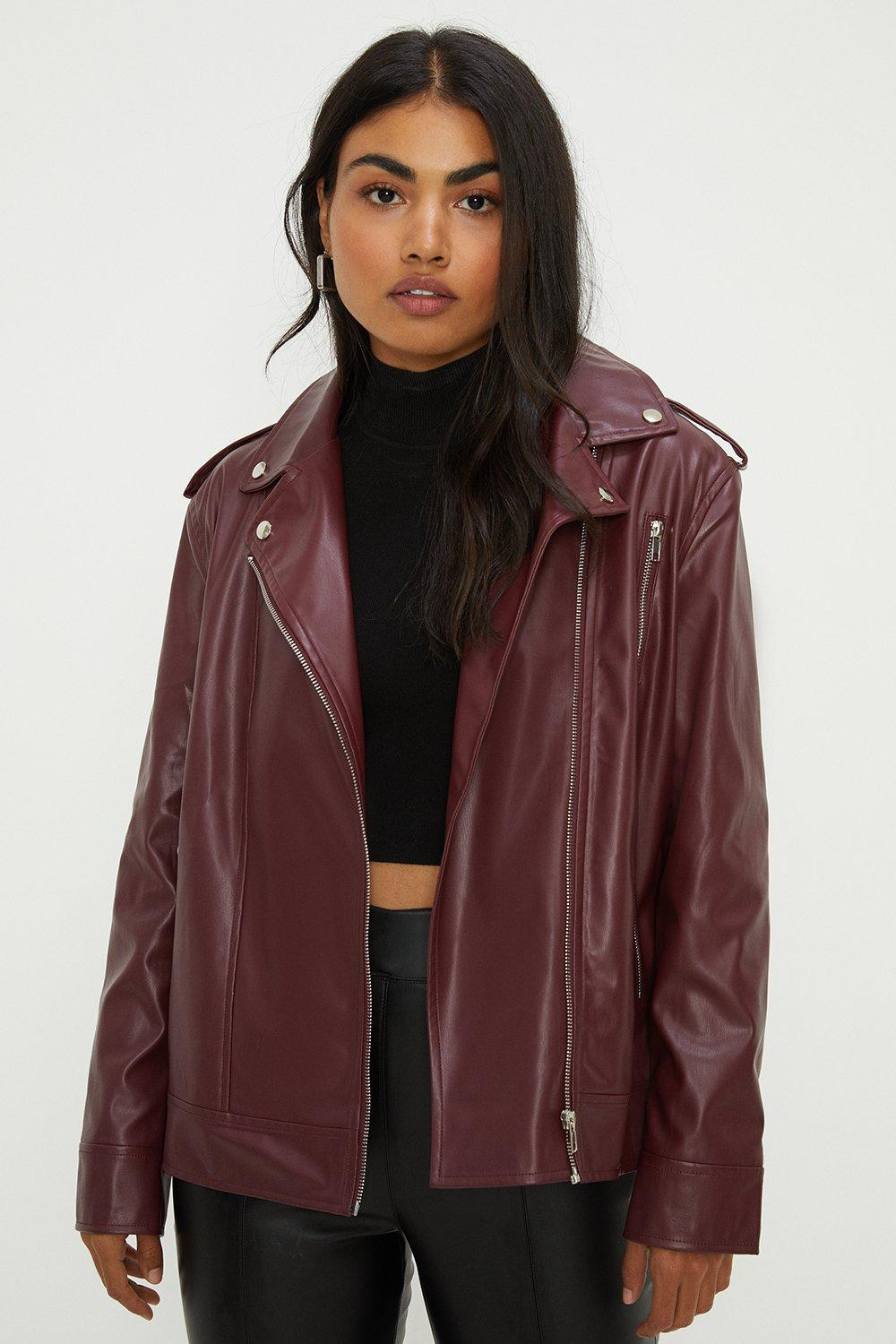 Faux Leather Oversized Biker | Dorothy Perkins (UK)