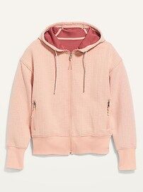 Dynamic Fleece Textured Jacquard Zip Hoodie for Women | Old Navy (US)