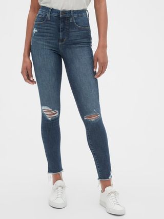 High Rise Distressed Favorite Jeggings with Secret Smoothing Pockets | Gap (US)