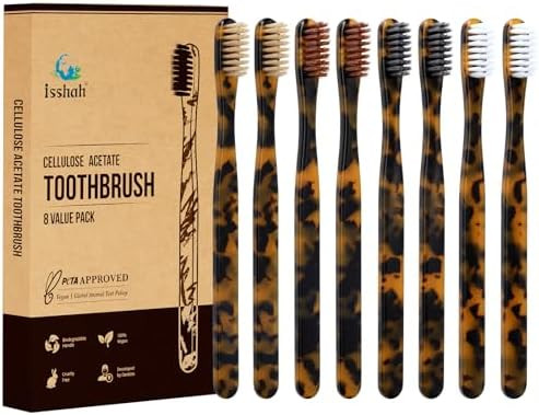 Biodegradable Eco-Friendly Cellulose Acetate Toothbrushes - 8 Count | Amazon (US)