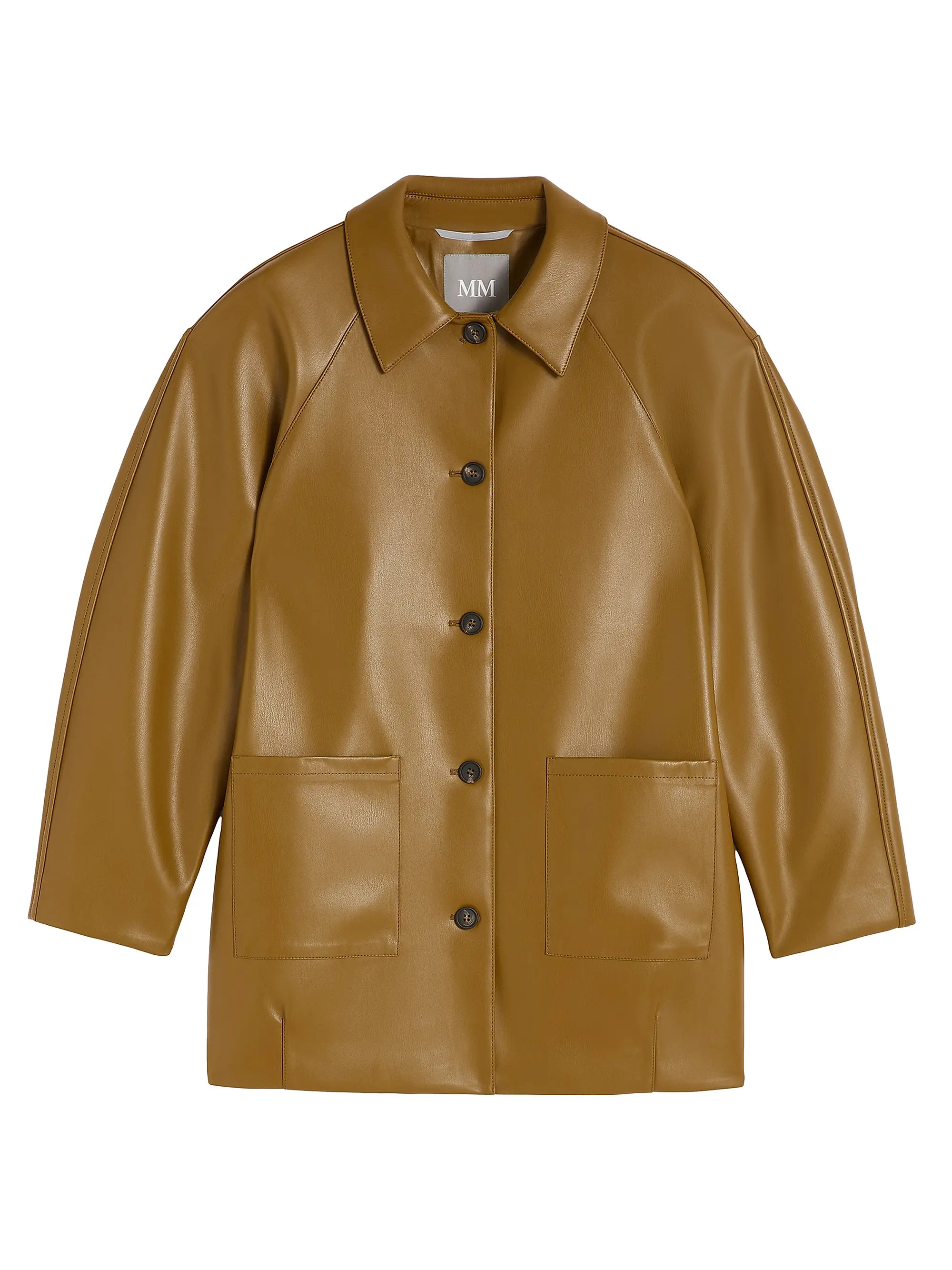 MM Max Mara Nappa Leather Look Jersey Pea Coat | Saks Fifth Avenue | Saks Fifth Avenue