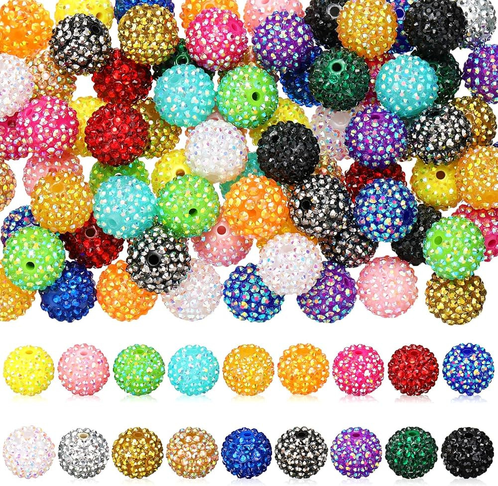 Huquary 80Pcs 20mm Rhinestone Beads Round Disco Ball Beads Halloween Fall Thanksgiving Christmas ... | Amazon (US)