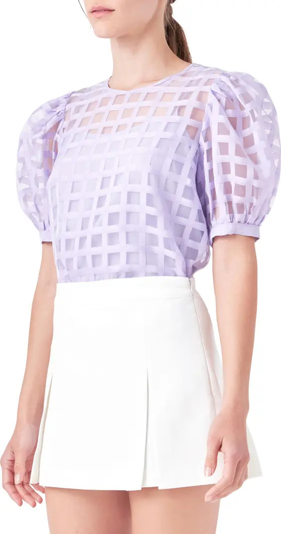 Windowpane Sheer Top | Nordstrom