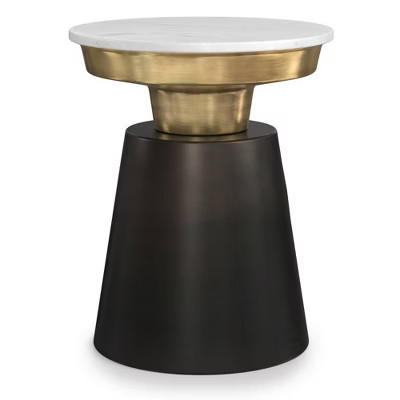 WyndenHall Arna Side Table Black/Gold: Contemporary Marble Top, Scratch-Resistant, 19.5" Height | Target