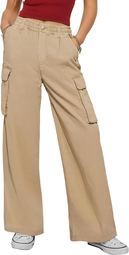 ANRABESS Womens Wide Leg Scrub Cargo Pants High Waisted Lightweight Casual Relaxed Fit Pants 2026... | Amazon (US)