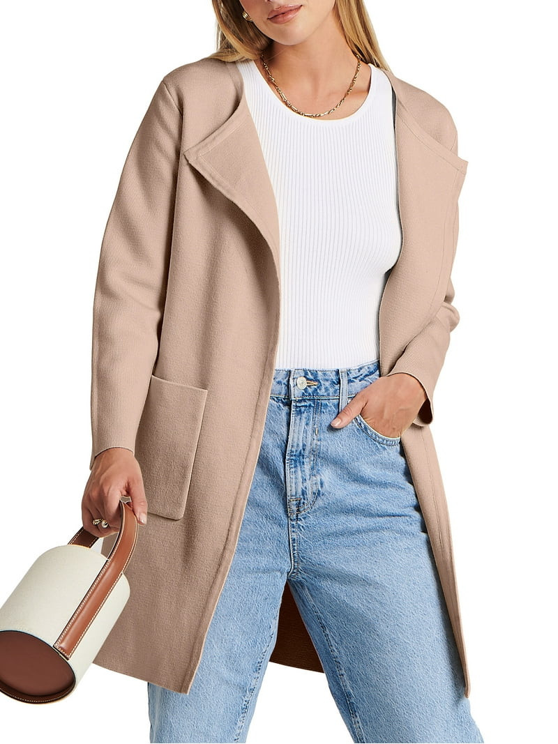 Luniro Womens Fall Jackets Oversized Trench Coat Open Front Casual Long Cardigan Sweater Clothing | Walmart (US)