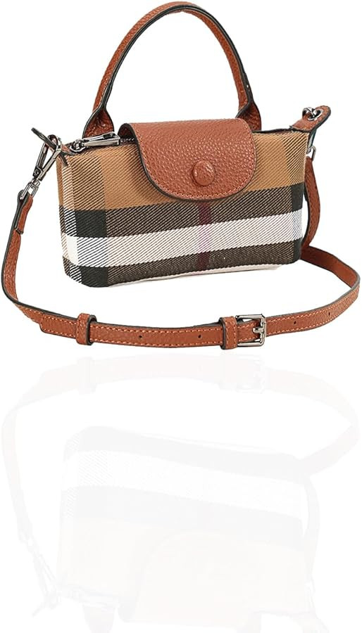 Mini Plaid Canvas Handbag for Women PU Leather Top Handle Checked Bucket Hand Bag | Amazon (CA)