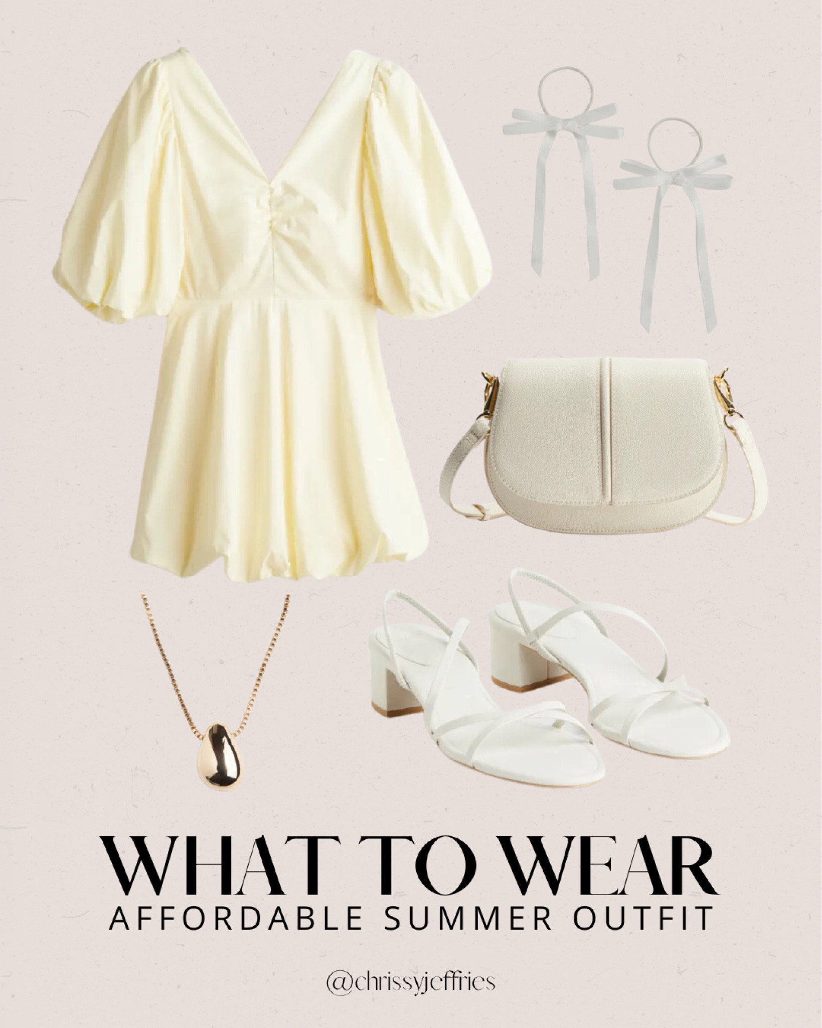 Discover the perfect affordable summer outfit with this chic and budget-friendly ensemble. The elegant puff-sleeve dress pairs beautifully with strappy white sandals for a fresh, summery vibe. Add a touch of elegance with a minimalist gold necklace and matching earrings, and carry your essentials in a stylish white crossbody bag. This outfit is ideal for any summer occasion, offering both style and affordability. 

#AffordableFashion #SummerOutfit #ChicStyle #BudgetFriendly #SummerLooks

#LTKcanada #LTKsummer