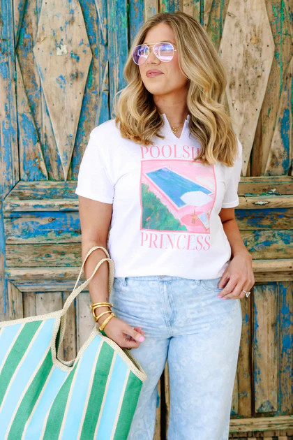 Poolside Princess White Short Sleeve Tee | The Willow Tree