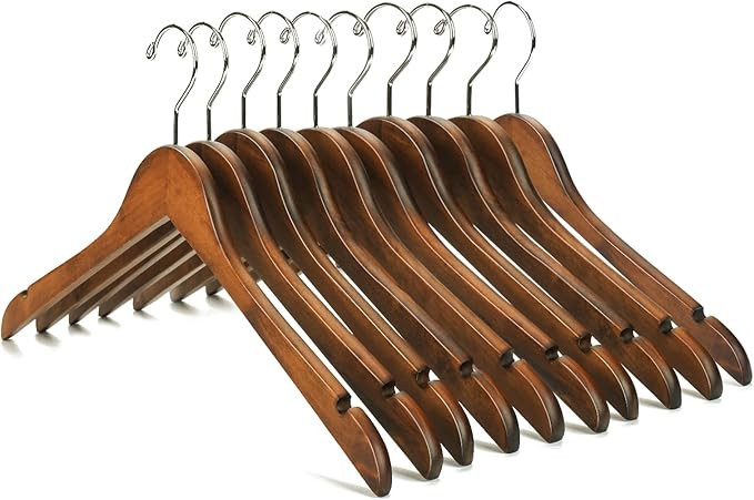 Nature Smile Wooden Coat Hangers Solid Wood Shirt Dress Clothes Hangers(10pcs Retro) | Amazon (US)