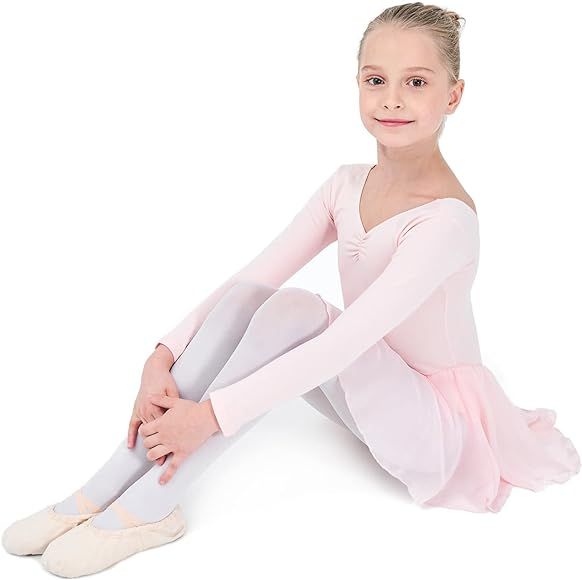 MdnMd Toddler Girls Ballet Leotards with Skirt Classic Short Sleeve Dance Gymnastic Ballerina Outfit | Amazon (US)