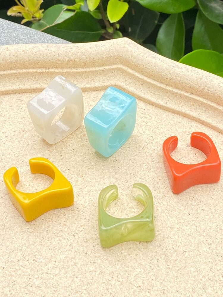 5pcs Simple Solid Ring | SHEIN