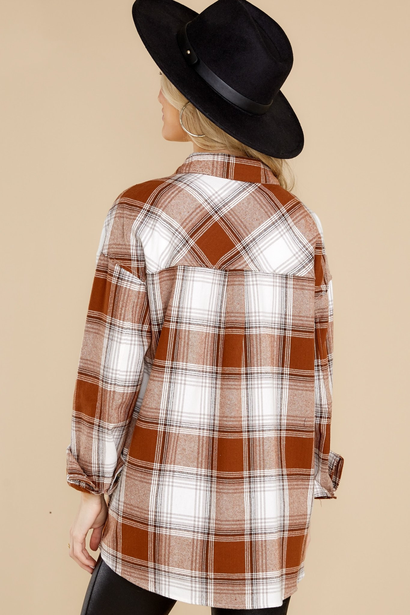 In The Maize Brown Plaid Shacket | Red Dress 