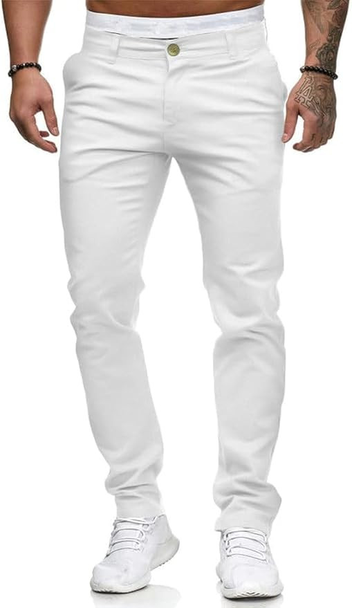 Hungson - Pantalones de mezclilla para hombres, ajustados, elásticos, de ajuste delgado, casuale... | Amazon (US)