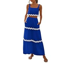 PRETTYGARDEN Women's Summer 2 Piece Beach Outfit Casual Sleeveless Cropped Tank Top High Waisted ... | Amazon (US)