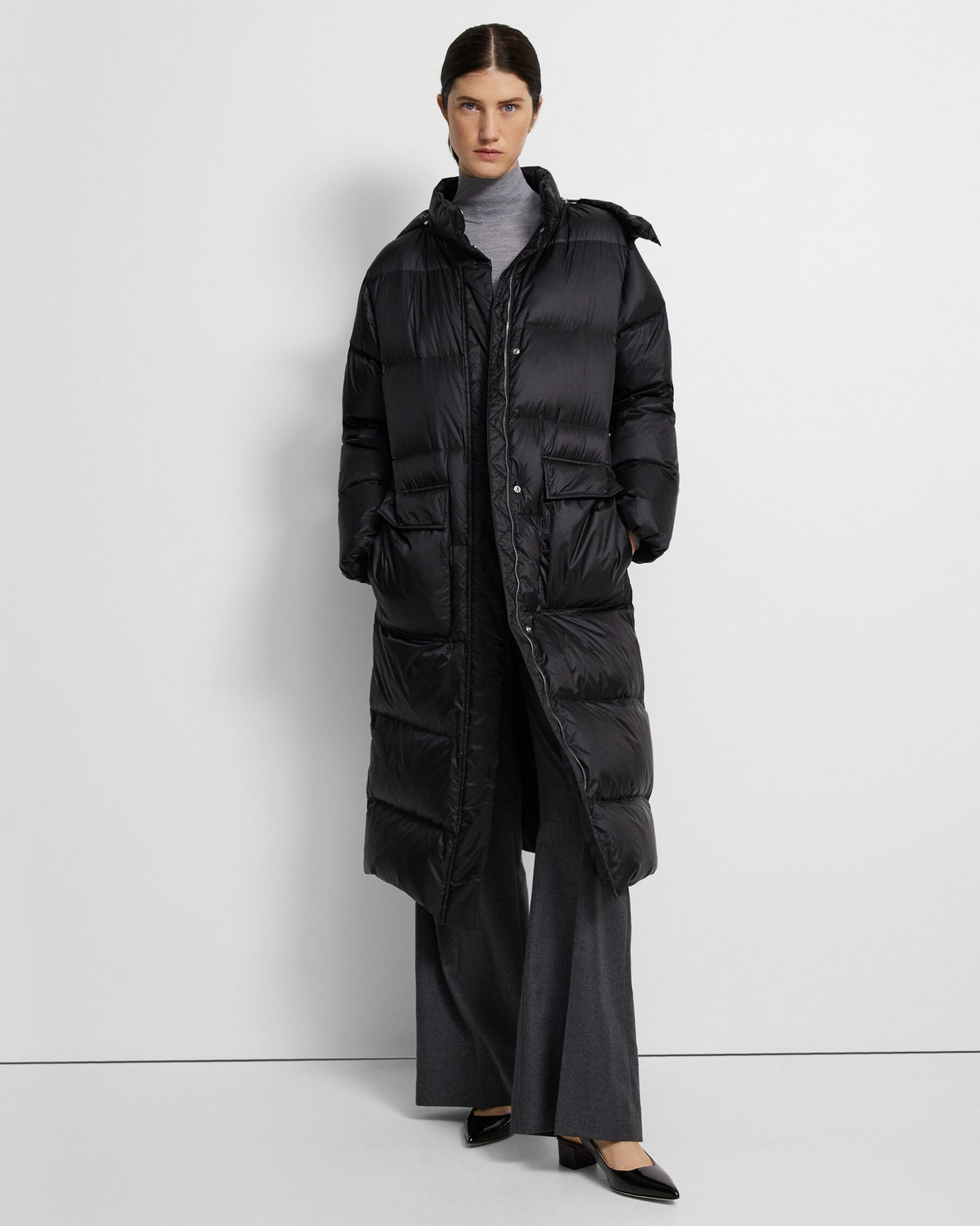Puffer Coat in Matte Nylon | Theory