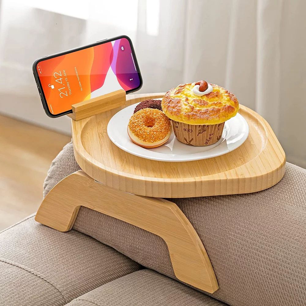Sofa Armrest Tray, Clip On Couch Arm Table, Foldable Sofa Arm Tray w/360° Rotating Phone Holder ... | Walmart (US)