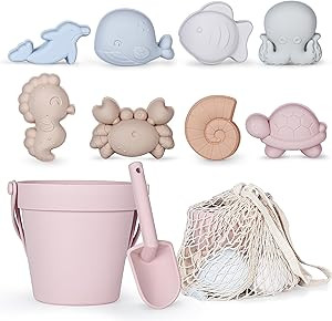 MarcZero 11Pcs Silicone Beach Toys,Modern Baby Beach Toys,Travel Friendly Beach Set,Silicone Buck... | Amazon (US)