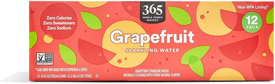 365 by Whole Foods Market, Grapefruit Sparkling Water, 12 Fl Oz | Amazon (US)