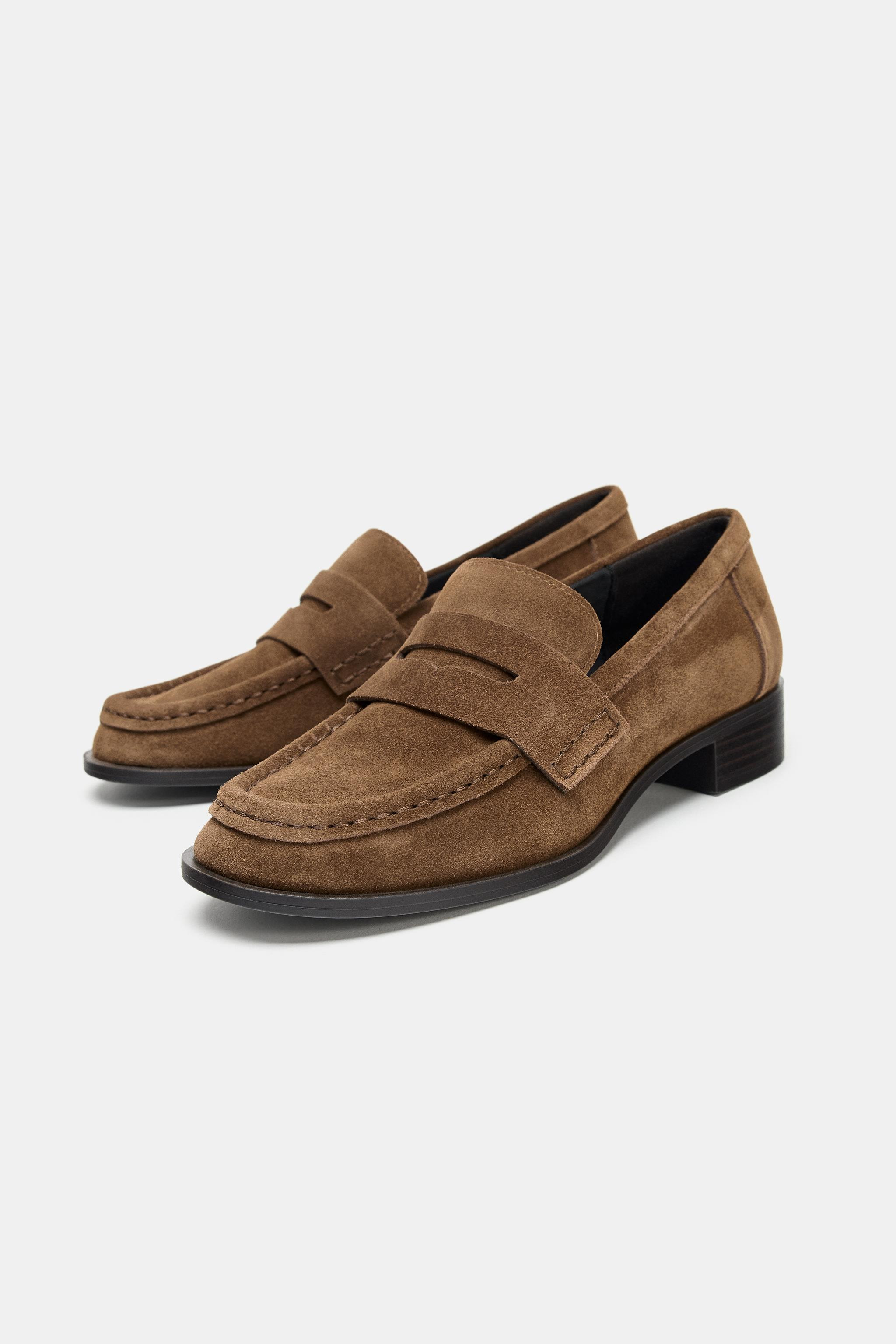 SPLIT LEATHER SADDLE LOAFERS | Zara US