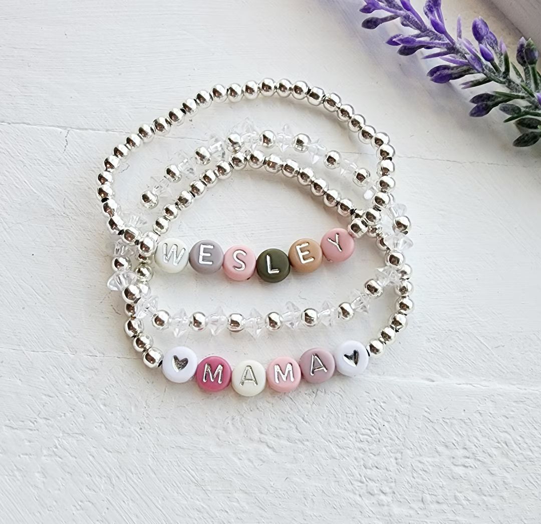 Personalized Name Bracelet-mother's Day Gift-custom Bracelet-word Bracelet-mama Bracelet-silver B... | Etsy (US)