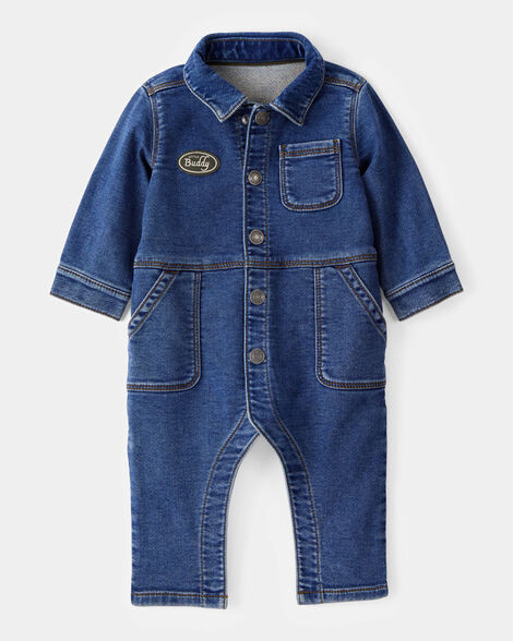 Baby Little Buddy Snap-Up Denim Jumpsuit - Blue | Carter's Inc