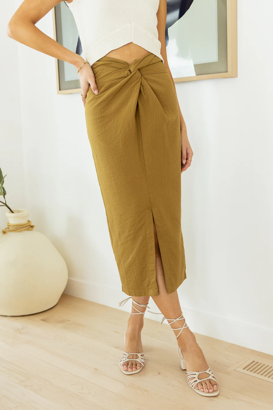 Arianna Midi Skirt in Mustard | Böhme US