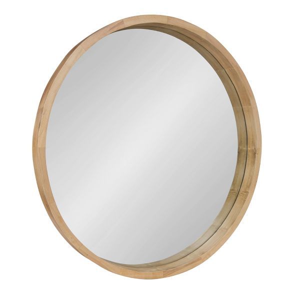 30" x 30" Hutton Round Wood Wall Mirror Natural - Kate and Laurel | Target