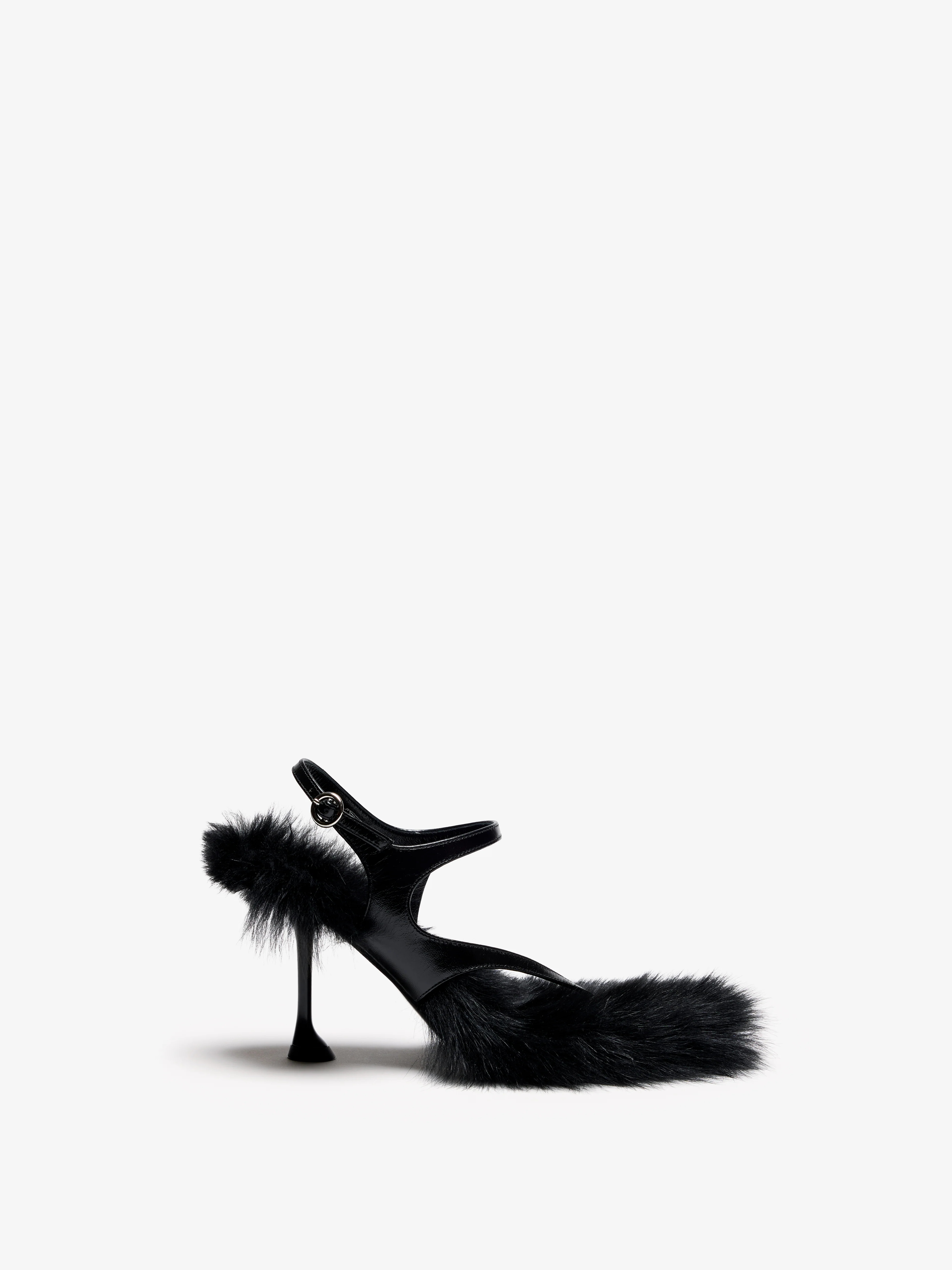 Proenza Schouler Tee 85 Thong Sandals in Nappa Shearling Combo- Black | Proenza Schouler LLC