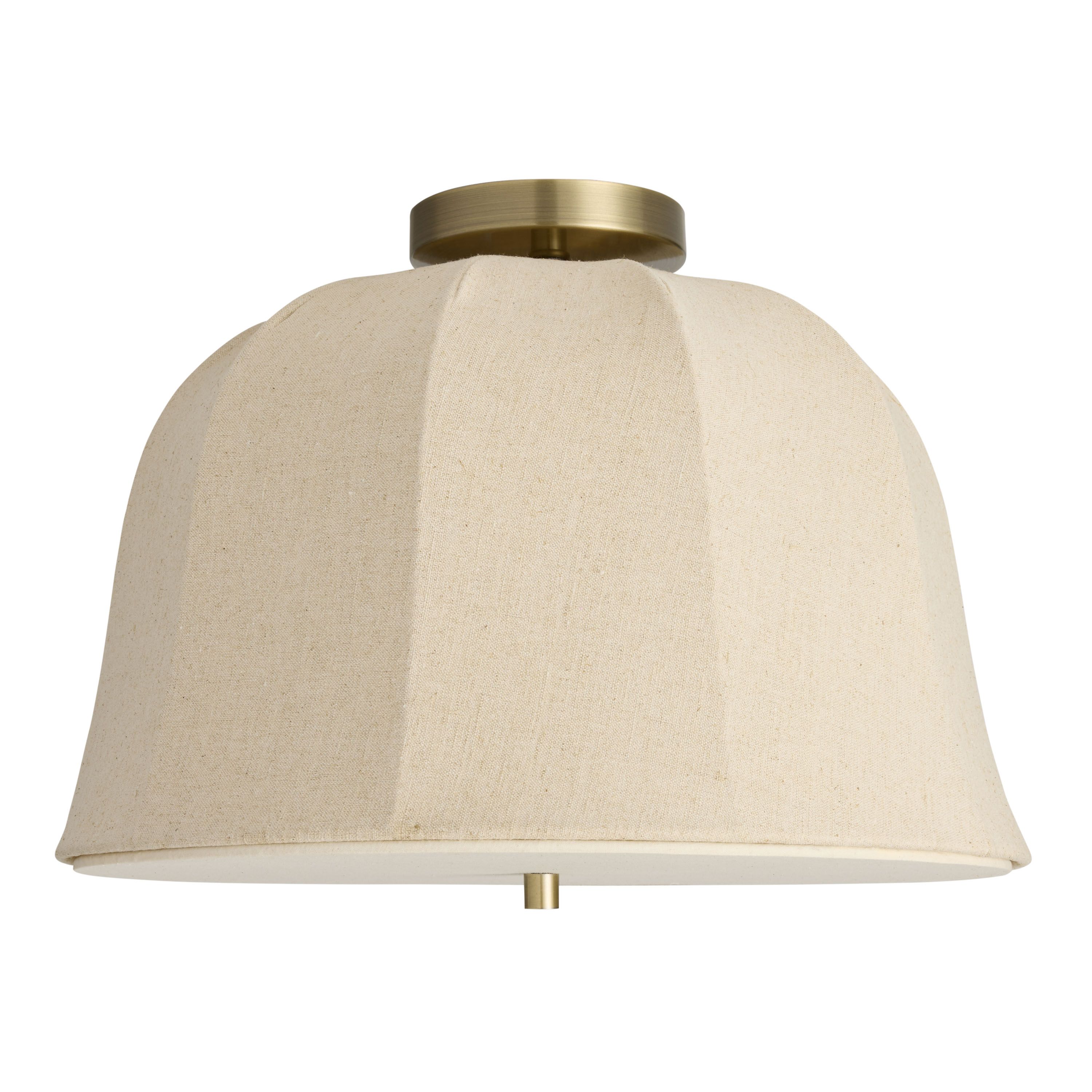 Natural Jute and Linen Bell Semi Flush Mount Ceiling Light | World Market