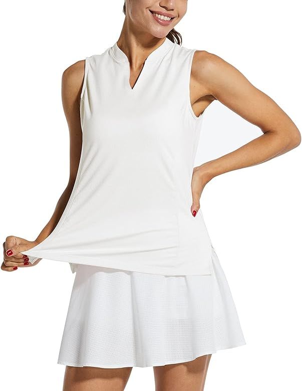 BALEAF Women's Sleeveless Golf Tennis Shirts Lightweight Quick Dry V-Neck Tank Tops Polo | Amazon (US)