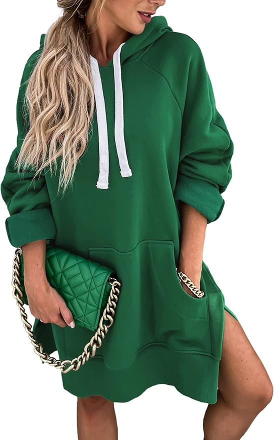 PRETTYGARDEN Casual Split Hem Hoodie Dress | Amazon (US)