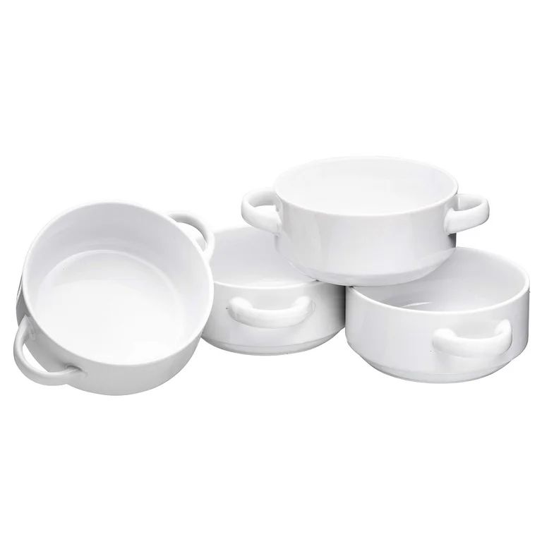 Bruntmor 19 Oz Ceramic Soup Bowl With Handles Set of 4, 19 Ounces Large Ceramic White French Onio... | Walmart (US)