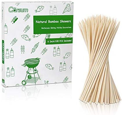 Garsum Natural BBQ Bamboo Skewers, Wooden Skewers For assorted Fruits, Kebabs, Grill, Highly Renewab | Amazon (US)