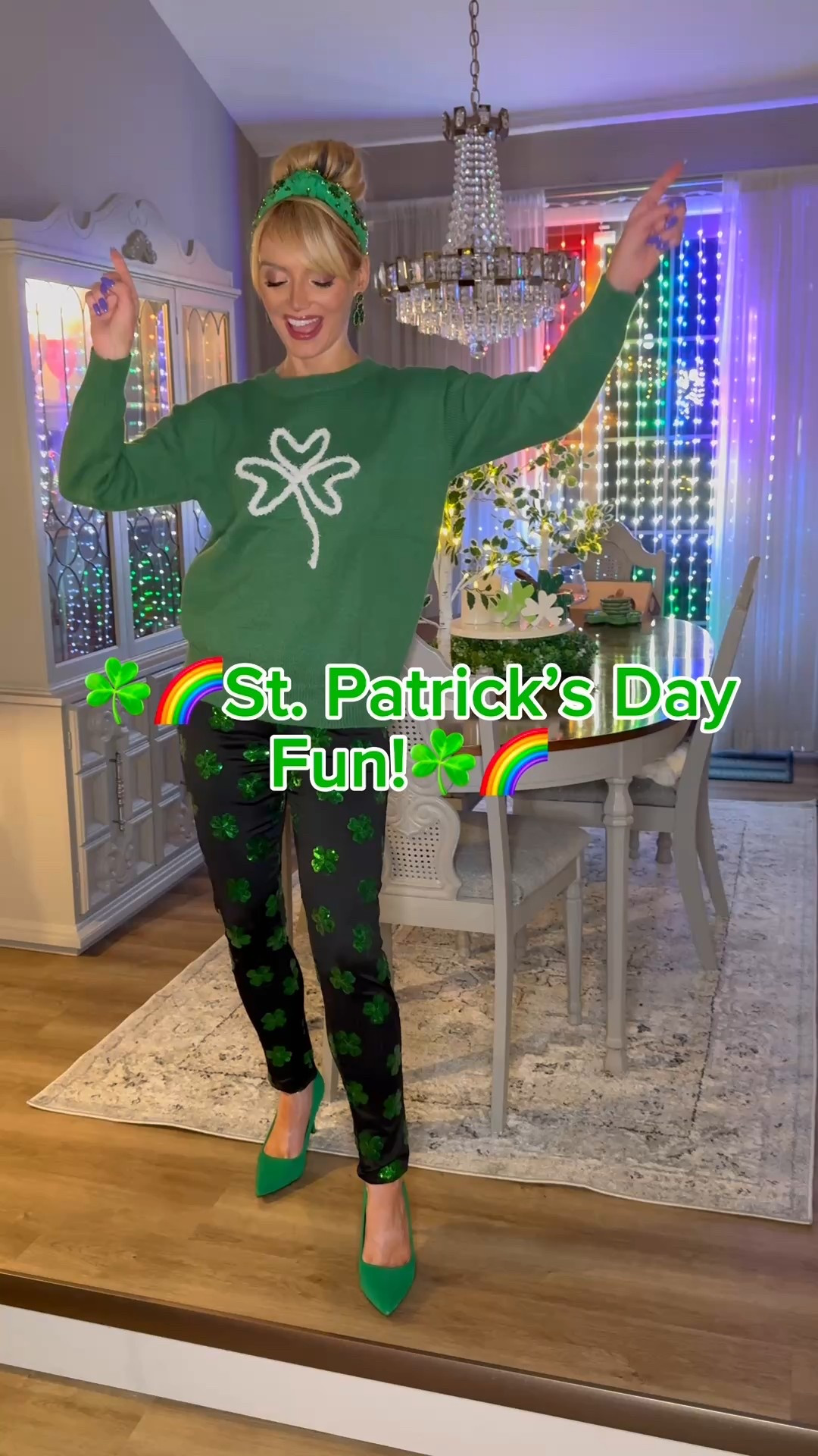 Having St. Patrick’s Day fun in this cute St. Patrick’s Day outfit including a shamrock sweater and fun sequin shamrock leggings! Even Zoey and Minni are ready in their St Patrick’s Day dog outfits! • st Patrick’s day sweater • dog dress • st Patrick’s day headband • st Patrick’s day accessories 

#LTKSeasonal #LTKFindsUnder50
