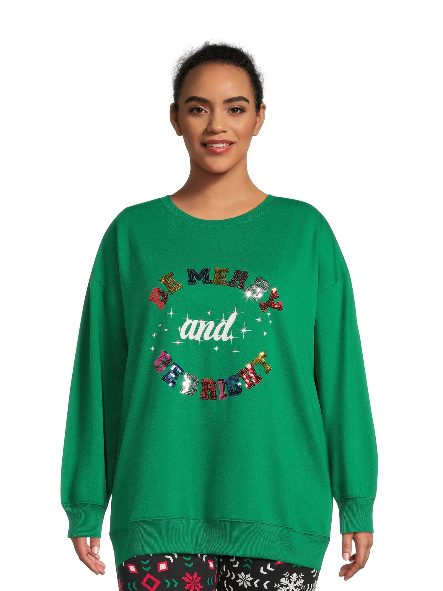 Christmas Women's Plus Size Sequin Graphic Sweatshirt from Feeling Festive | Walmart (US)