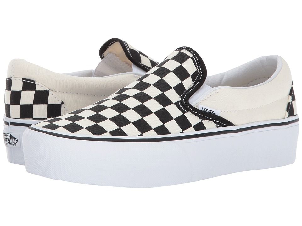 Vans - Classic Slip-On Platform (Black and White Checker/White) Slip on  Shoes | Zappos