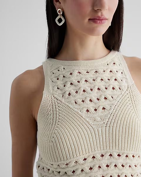 Crochet High Neck Sweater Tank | Express