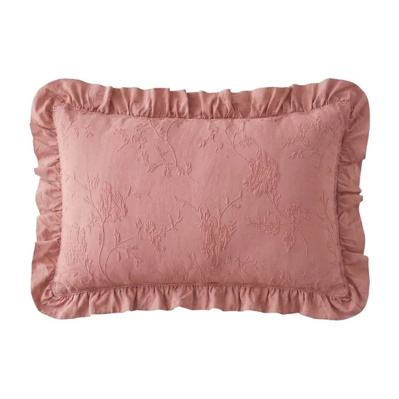 The Pioneer Woman Pink Matelasse Floral Crochet Ruffle Decorative Lumbar Pillow | Walmart (US)