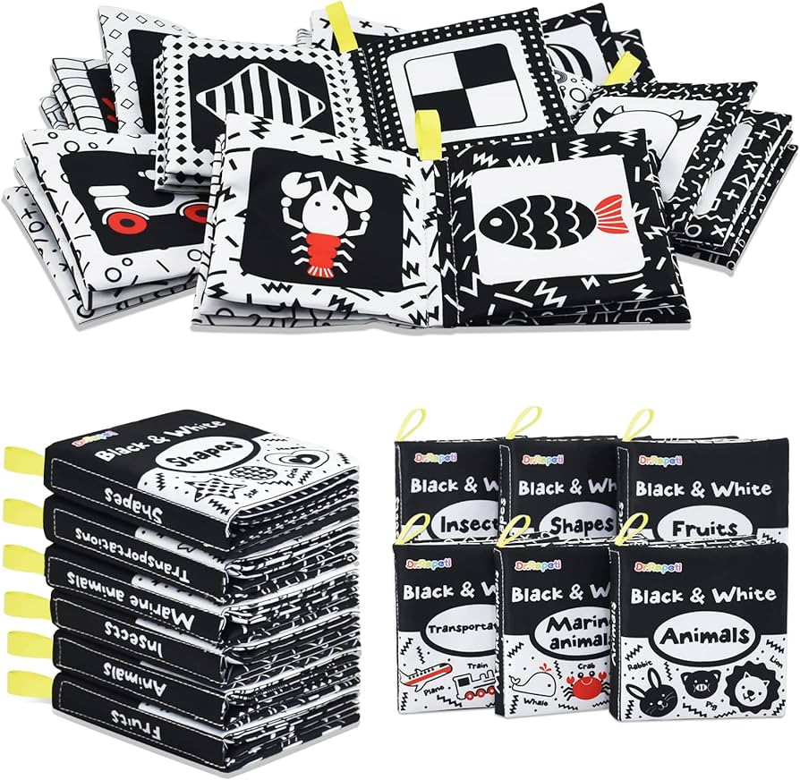 Dr.Rapeti Soft Cloth Books Baby Books Bath Books 6-Pack for Baby Infant Toddler Kids High Contras... | Amazon (US)