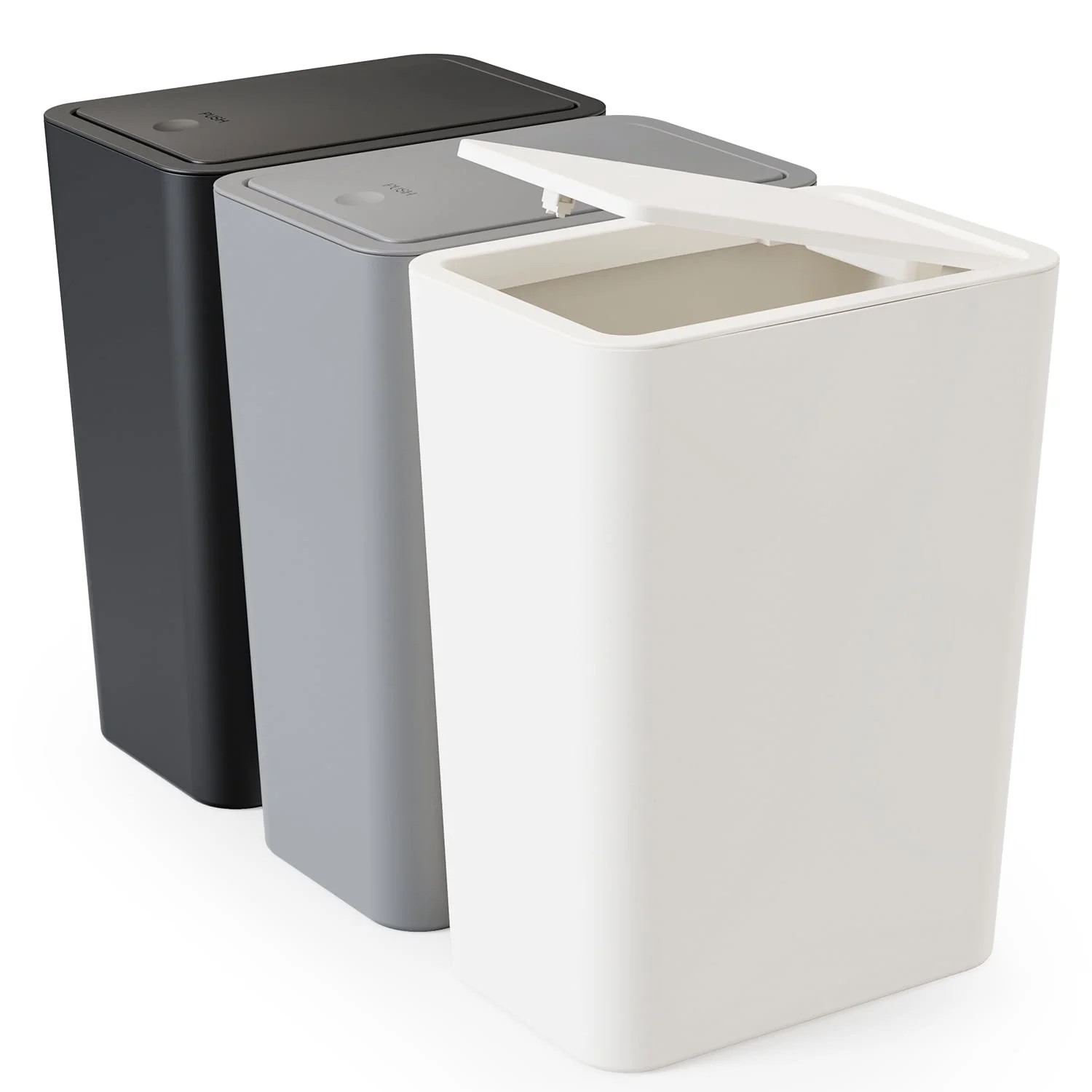 TINANA Small Trash Can with Lid, 3 Pack 10L Plastic Trash Bin, 2.6 Gallon Slim Garbage Bin Wasteb... | Walmart (US)