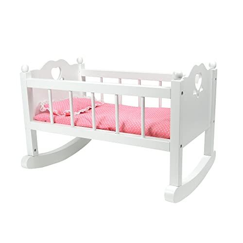 Sophia's White Baby Doll Cradle Furniture, Open Sides & Heart Cutout Design Plus Doll Bedding Set, F | Amazon (US)