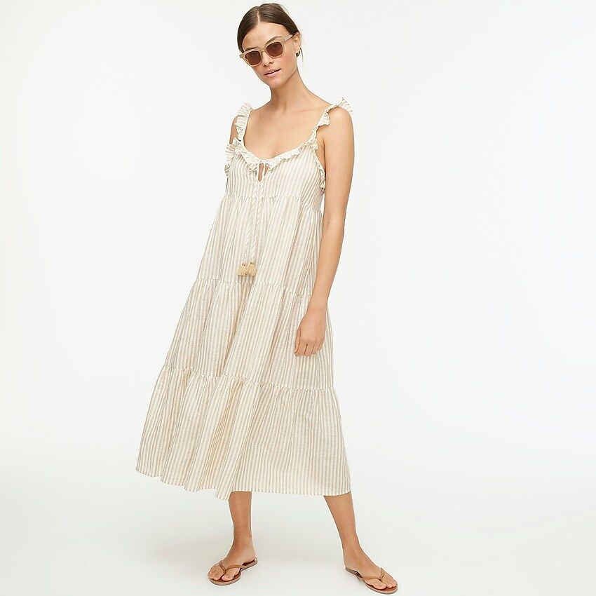 Cotton-linen tiered maxi dress | J.Crew US