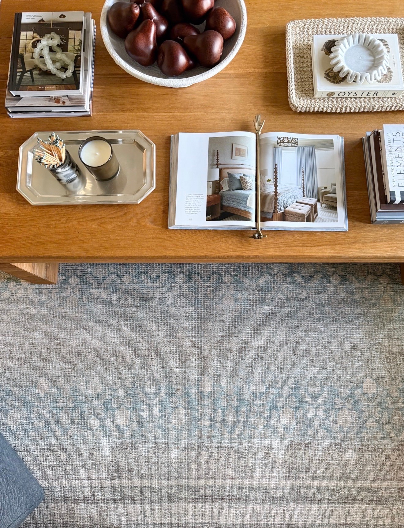 The best coffee tables feel collected rather than overly styled. Design books, sculptural pieces, a silver tray, candle, and a few unexpected details give this one so much personality while still leaving the beautiful warm wood on display.

coffee table styling, coffee table decor, living room styling, collected home decor, design coffee table books, sculptural decor, vintage inspired home, silver home accents, layered interiors, traditional home decor, interior design inspiration girlonthehudson

#LTKHome #LTKSeasonal