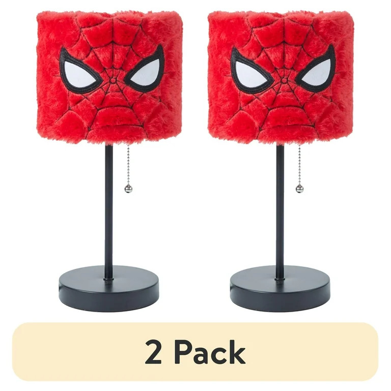 (2 pack) Marvel Spiderman 15" Plush Shade Stick Lamp, Red | Walmart (US)